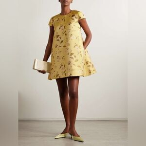 STAUD Mia Floral Brocade Mini Dress Yellow Size 2 NWT